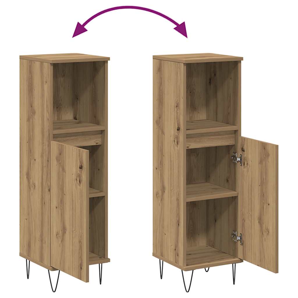 Bathroom Cabinet Artisan Oak 30x30x100 cm Engineered Wood