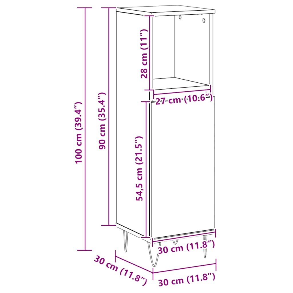 Bathroom Cabinet Artisan Oak 30x30x100 cm Engineered Wood