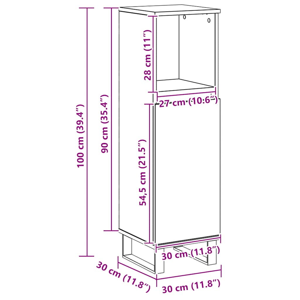 Bathroom Cabinet Artisan Oak 30x30x100 cm Engineered Wood