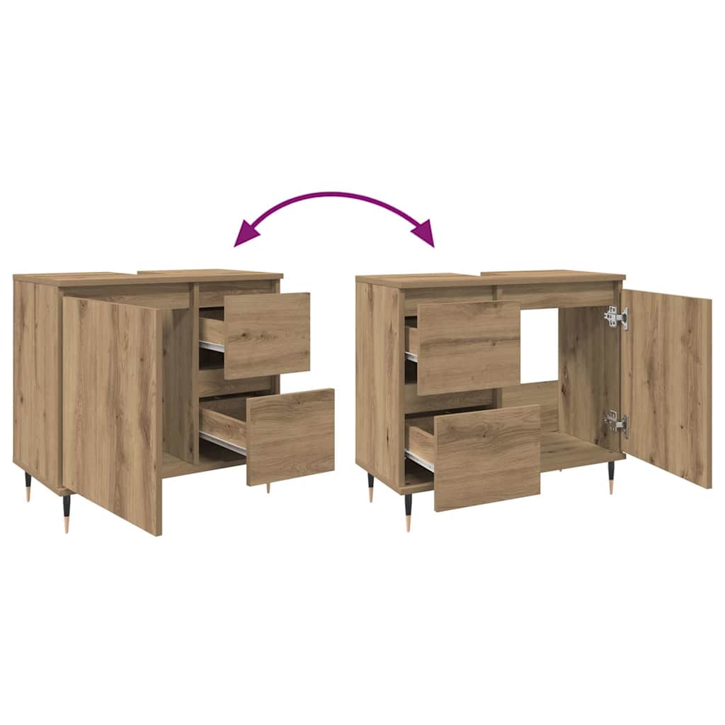 Bathroom Cabinet Artisan Oak 65x33x60 cm Engineered Wood
