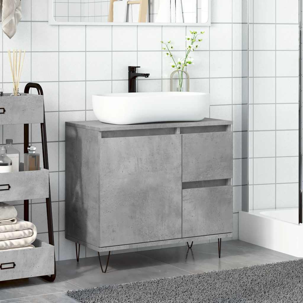 Bathroom Sink Cabinet Concrete Grey 65x33x60 cm Engineered Wood