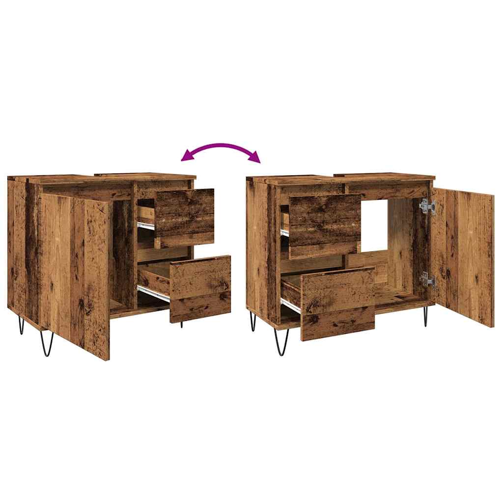 Bathroom Sink Cabinet Old Wood 65x33x60 cm Engineered Wood
