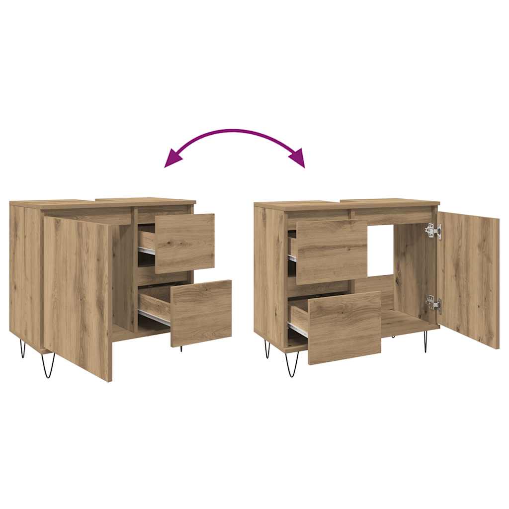 Bathroom Sink Cabinet Artisan Oak 65x33x60 cm Engineered Wood