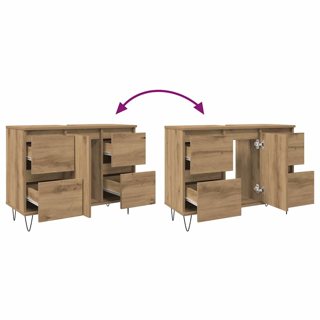 Bathroom Cabinet Artisan Oak 80x33x60 cm Engineered Wood
