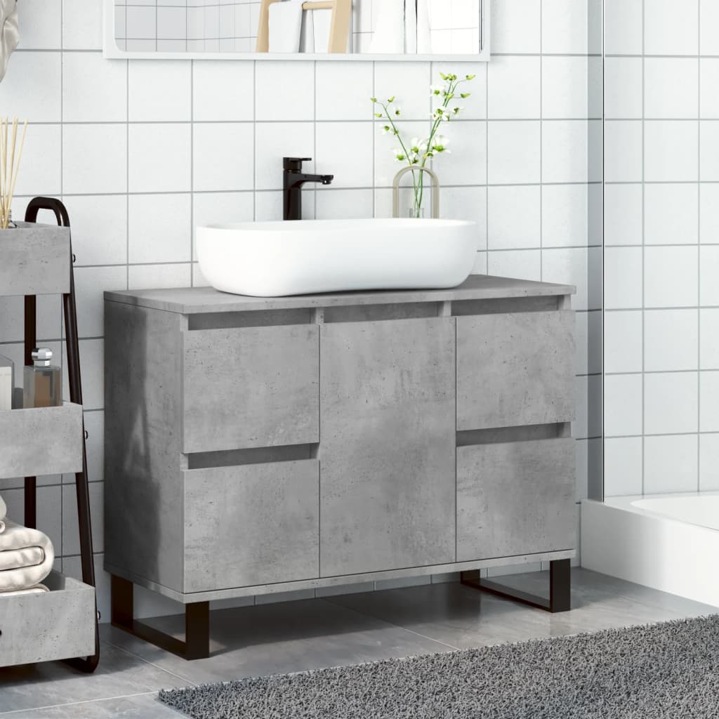 vidaXL Bathroom Sink Cabinet Concrete Grey 80x33x60 cm Engineered Wood