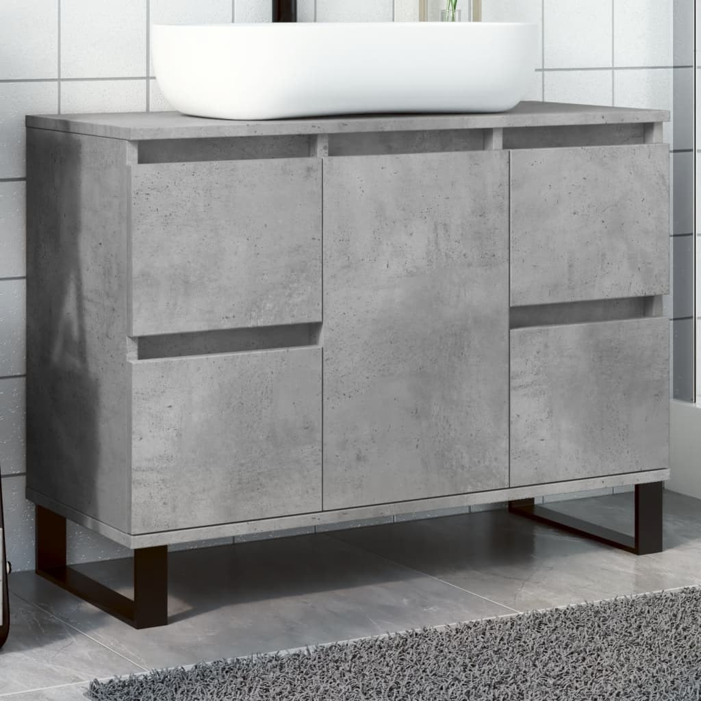 vidaXL Bathroom Sink Cabinet Concrete Grey 80x33x60 cm Engineered Wood