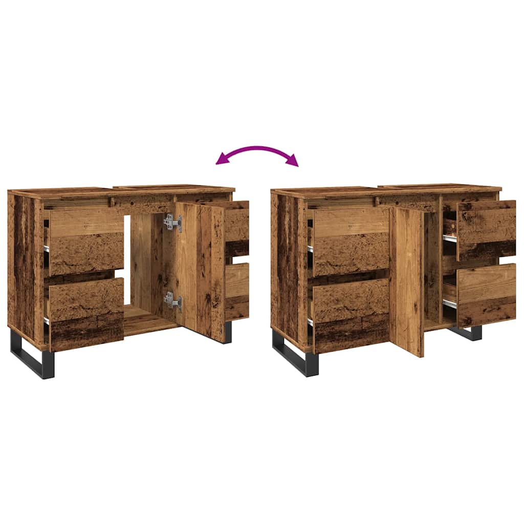 Bathroom Sink Cabinet Old Wood 80x33x60 cm Engineered Wood