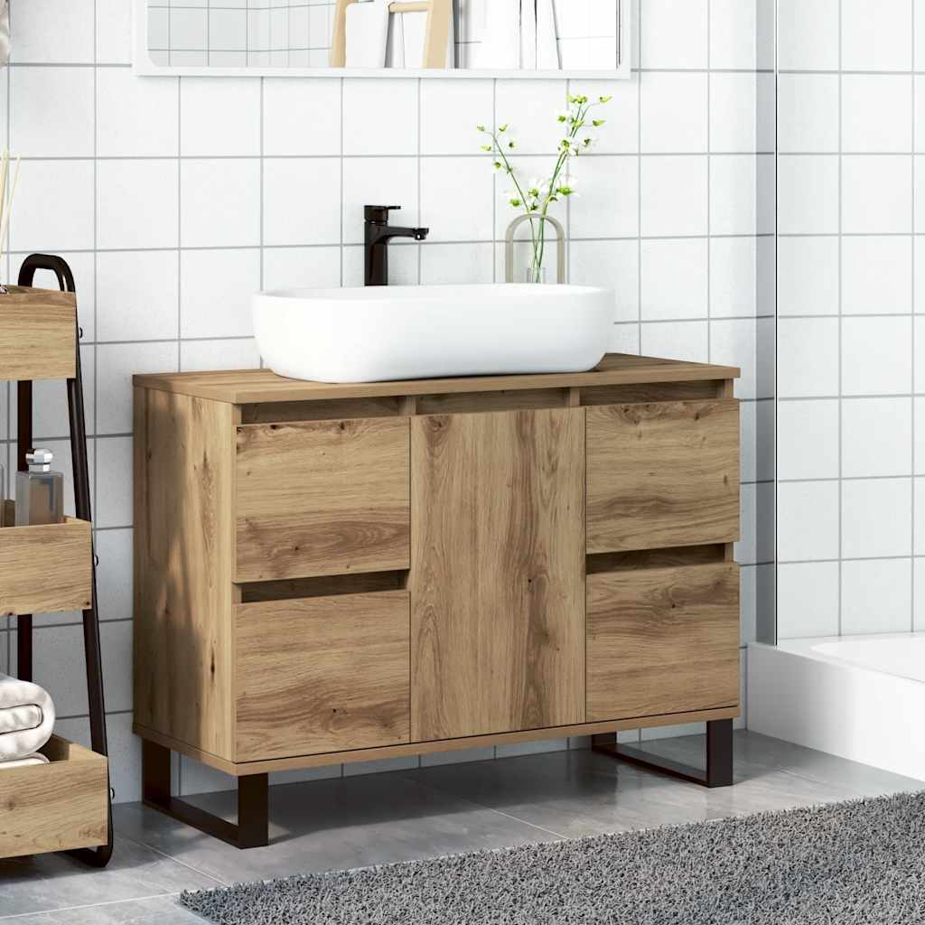 Bathroom Sink Cabinet Artisan Oak 80x33x60 cm Engineered Wood