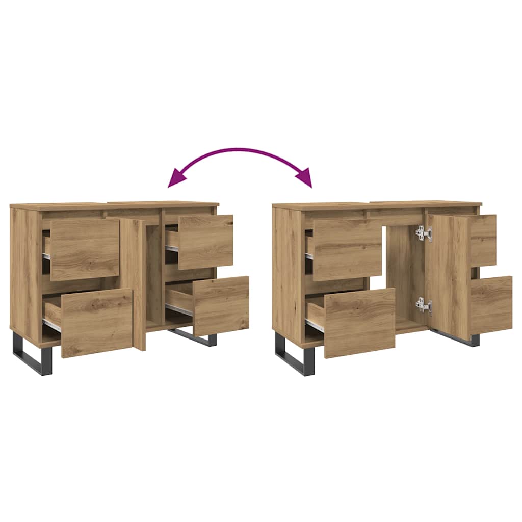 Bathroom Sink Cabinet Artisan Oak 80x33x60 cm Engineered Wood