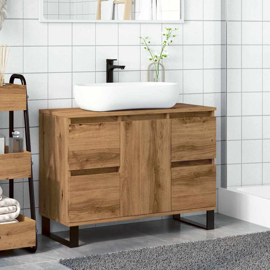 Bathroom Sink Cabinet Artisan Oak 80x33x60 cm Engineered Wood