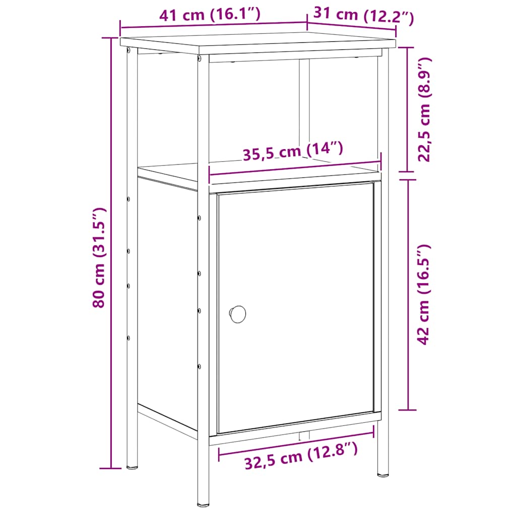 Bedside Cabinets 2 pcs Artisan Oak 41x31x80 cm Engineered Wood