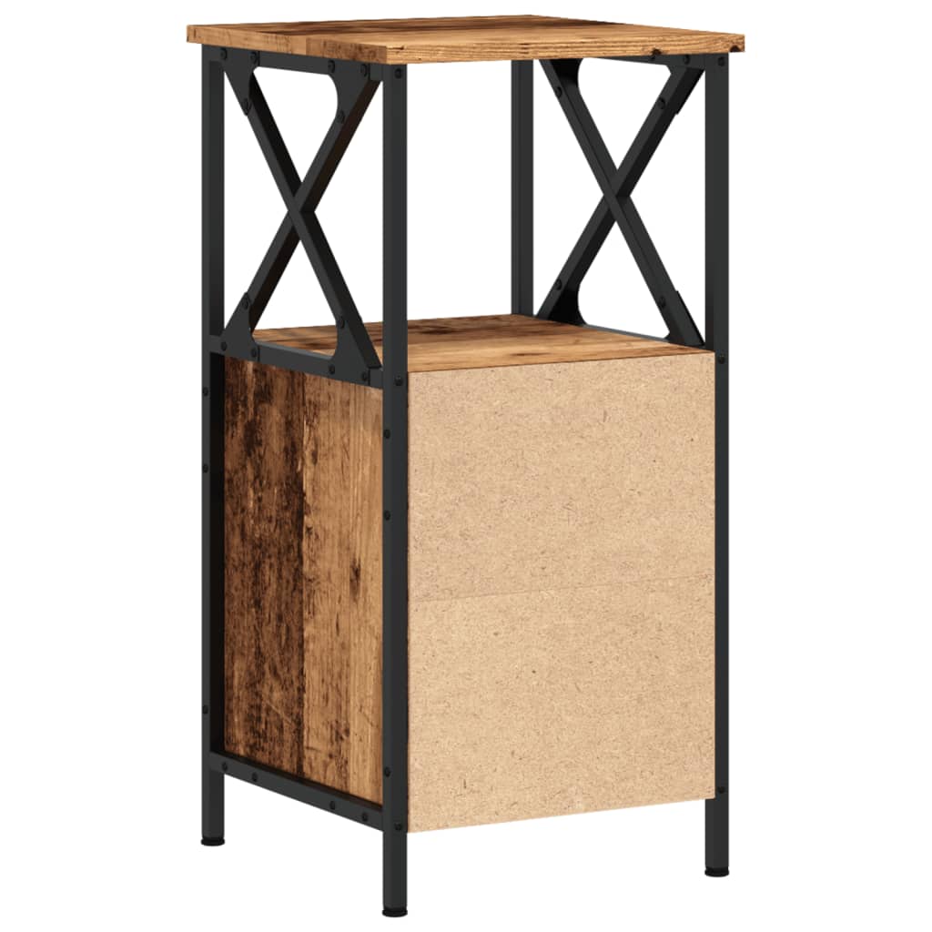 vidaXL Bedside Cabinet Old Wood 34x35.5x70 cm Engineered Wood