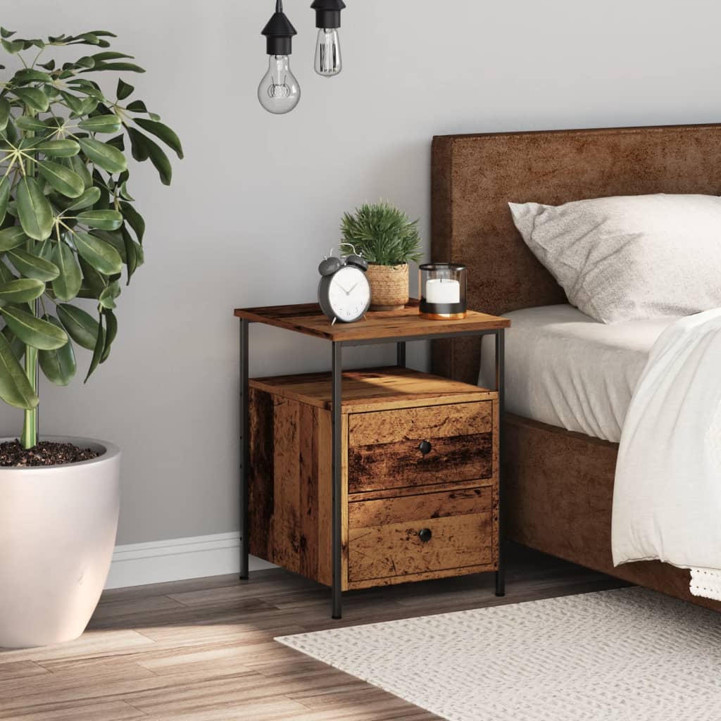 Bedside Cabinet Old Wood 34x35.5x50 cm Engineered Wood