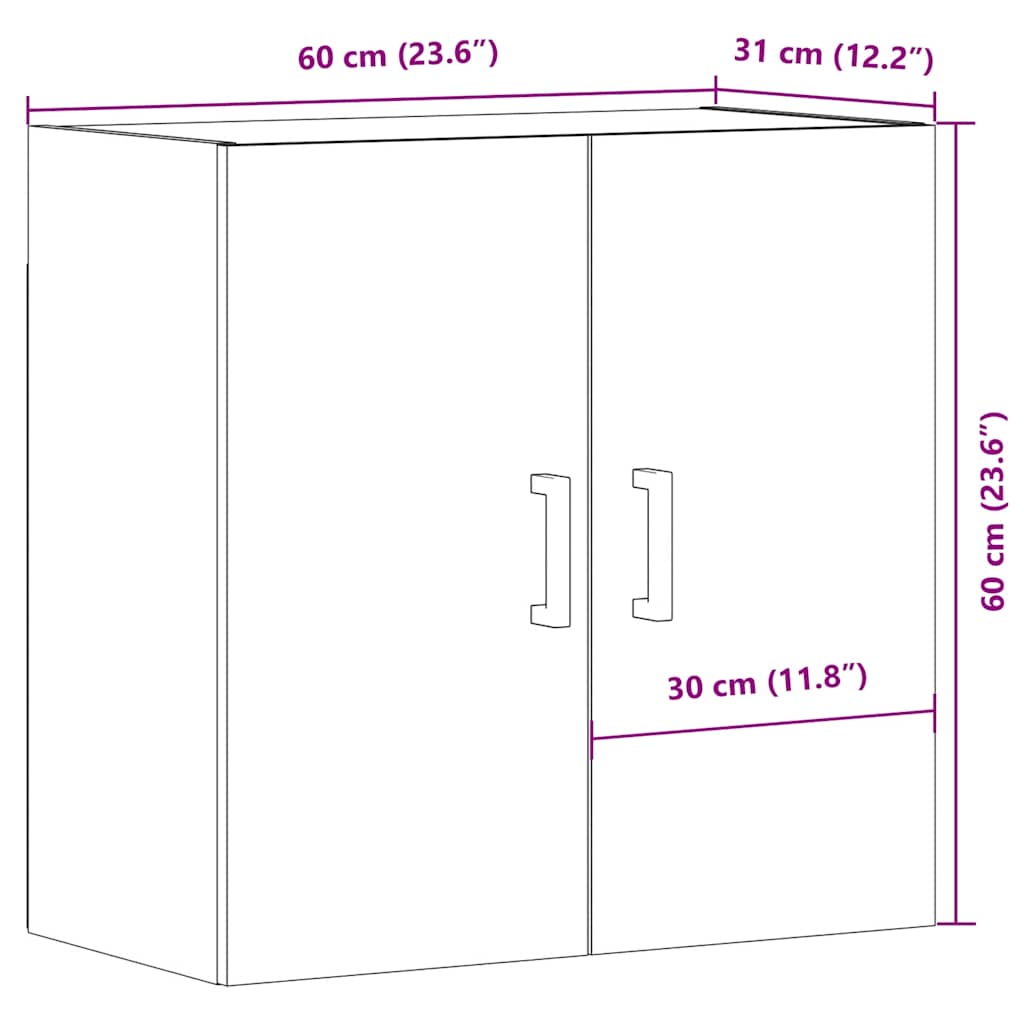 Wall Cabinet Old Wood 60x31x60 cm Engineered Wood