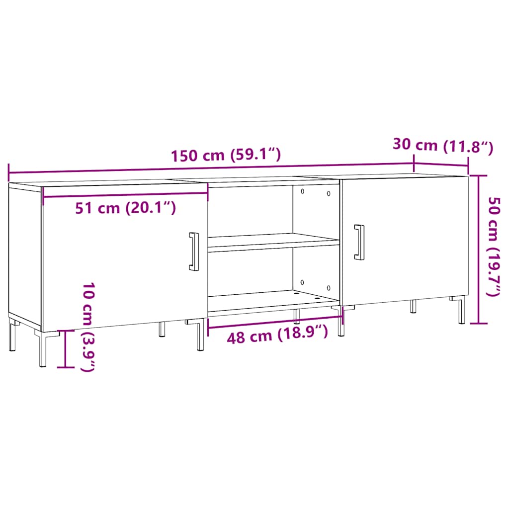 TV Cabinet Old Wood 150x30x50 cm Engineered Wood