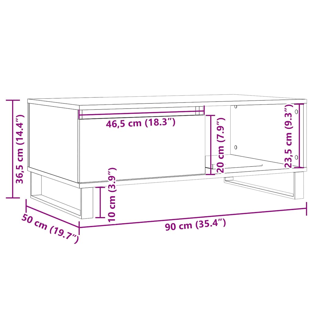 Coffee Table Old Wood 90x50x36,5 cm Engineered Wood