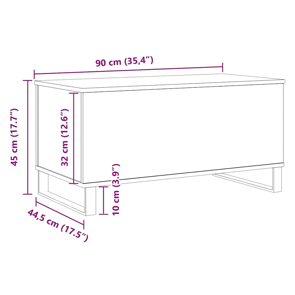 Coffee Table Artisan Oak 90x44,5x45 cm Engineered Wood