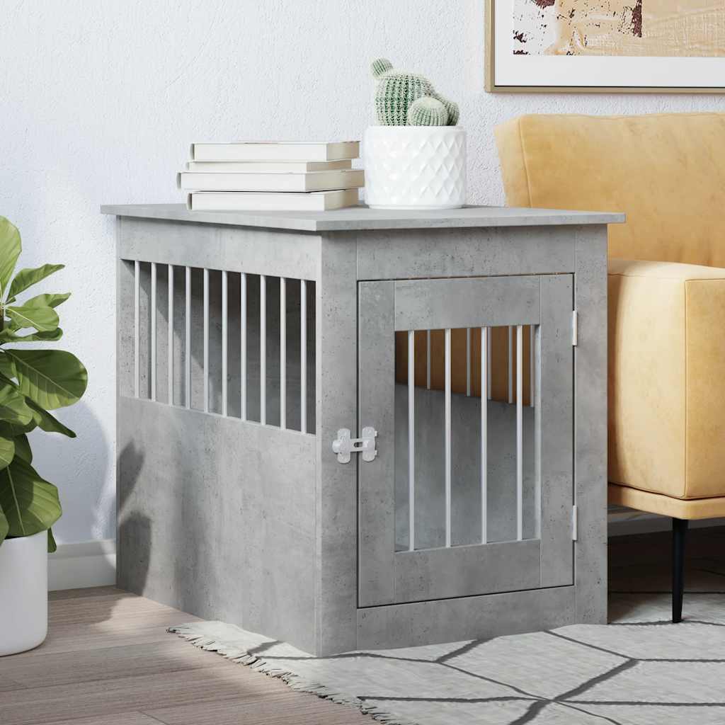 vidaXL Dog Crate Furniture Concrete Grey 55x75x65 cm Engineered Wood