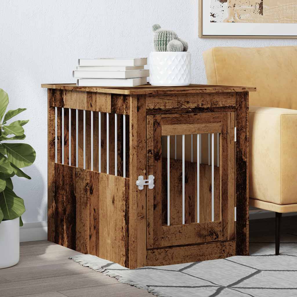 vidaXL Dog Crate Furniture Old Wood 55x75x65 cm Engineered Wood