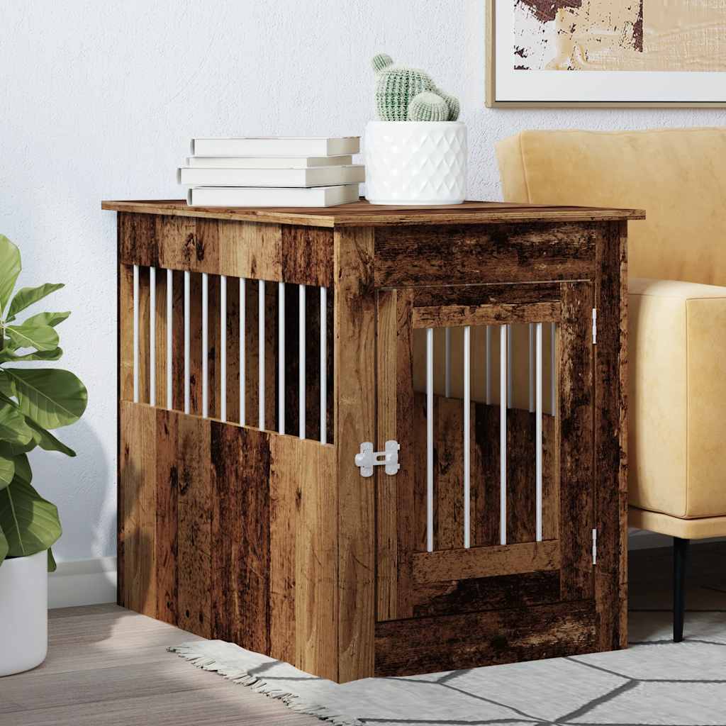 vidaXL Dog Crate Furniture Old Wood 55x80x68 cm Engineered Wood