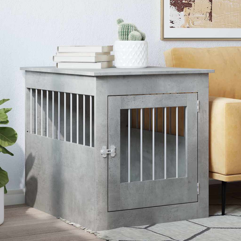 vidaXL Dog Crate Furniture Concrete Grey 64.5x80x71 cm Engineered Wood