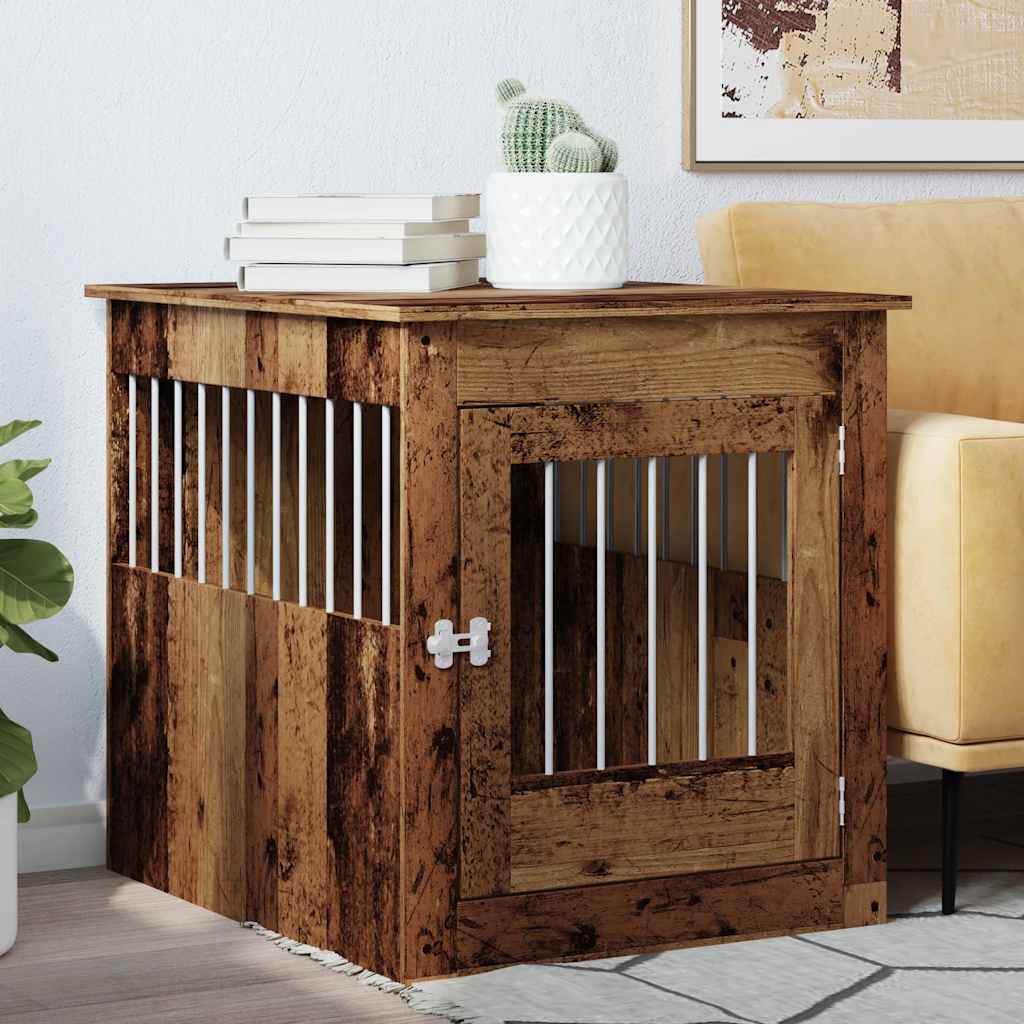 vidaXL Dog Crate Furniture Old Wood 64.5x80x71 cm Engineered Wood