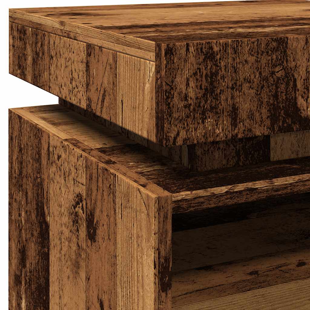 Bedside Cabinet with LED Lights Old Wood 40x39x48.5 cm