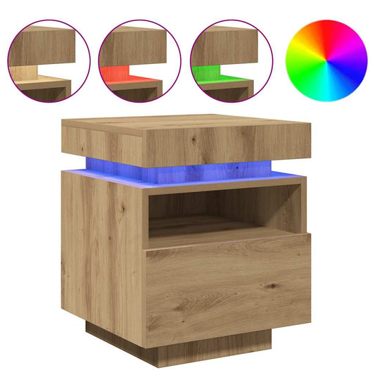 Bedside Cabinets with LED Lights 2 pcs Artisan Oak 40x39x48,5 cm
