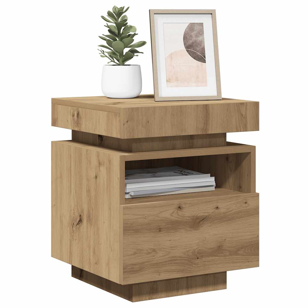 Bedside Cabinets with LED Lights 2 pcs Artisan Oak 40x39x48.5cm