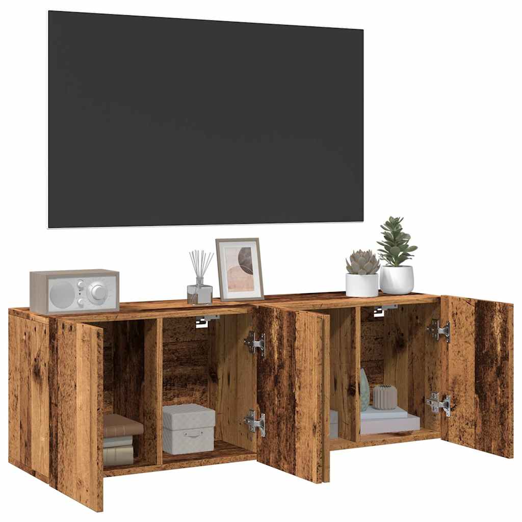 2 Piece Wall-mounted TV Cabinet Set Old Wood 60x30x41 cm