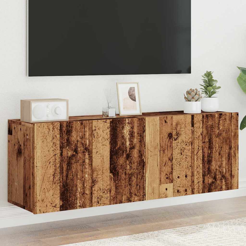 2 Piece Wall-mounted TV Cabinet Set Old Wood 60x30x41 cm