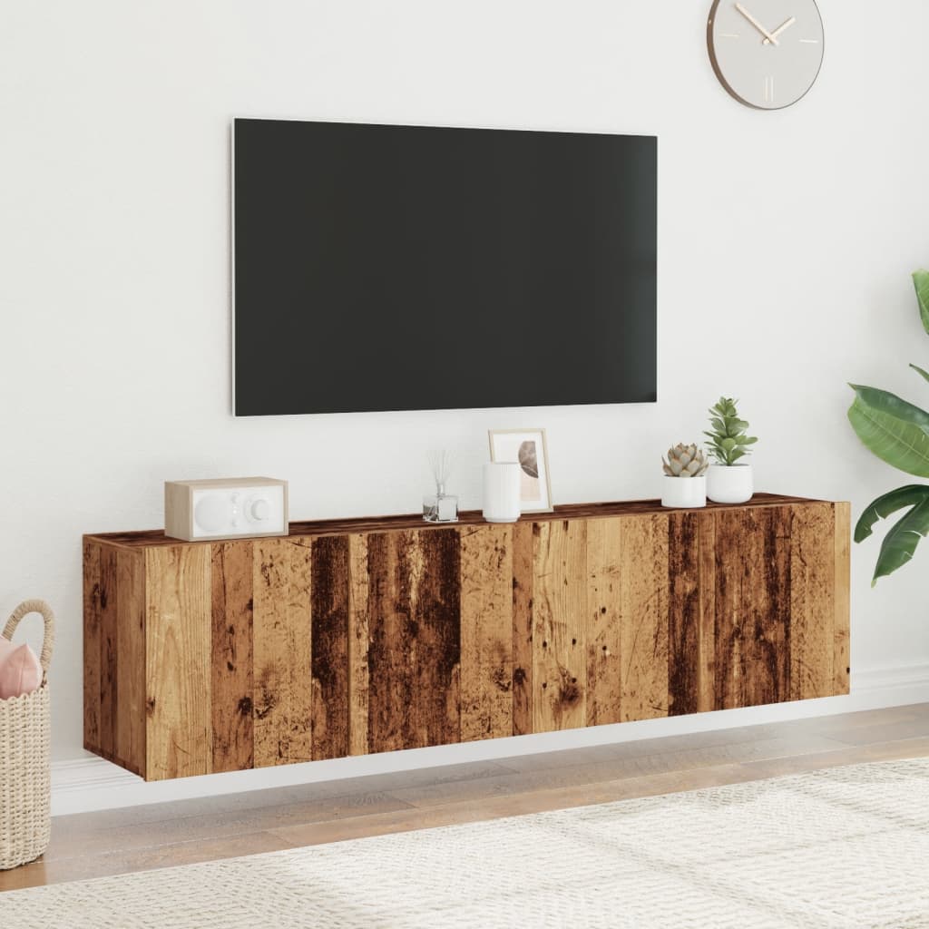 2 Piece Wall-mounted TV Cabinet Set Old Wood 80x30x41 cm