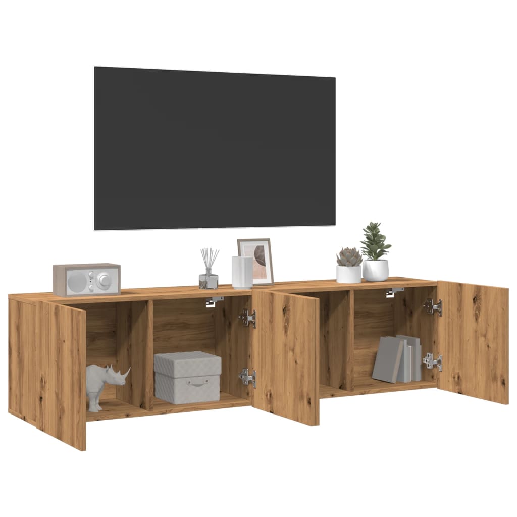 vidaXL TV Cabinets Wall-mounted 2 pcs Artisian Oak 80x30x41 cm