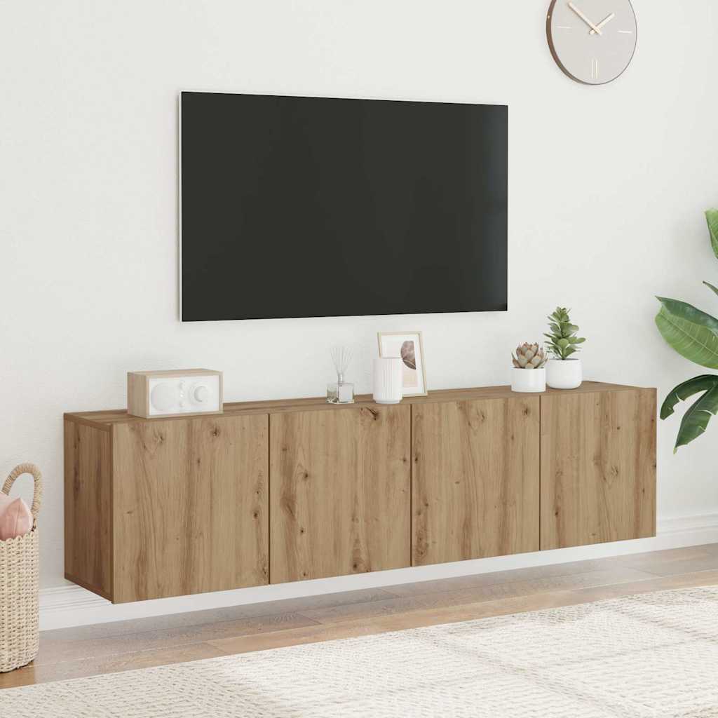 2 Piece Wall-mounted TV Cabinet Set Artisian Oak 80x30x41 cm