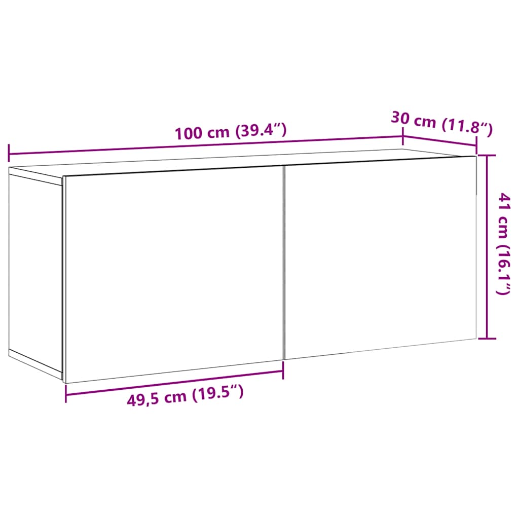 TV Cabinet Wall-mounted Old Wood 100x30x41 cm
