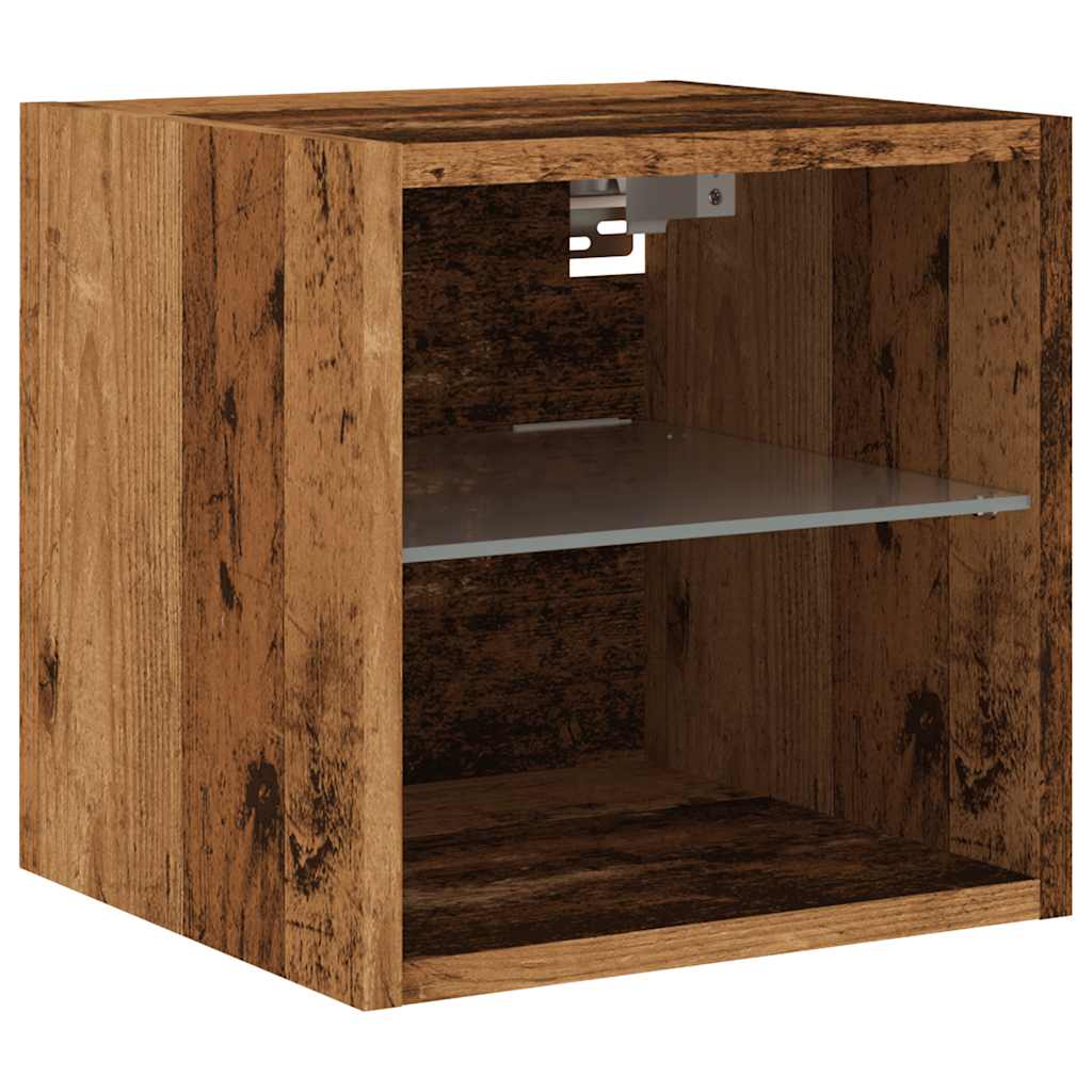 TV Wall Cabinet with LED Lights Old Wood 30x28,5x30 cm