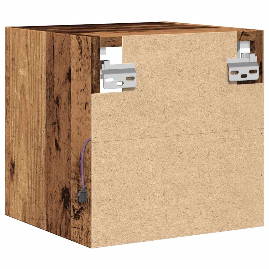 TV Wall Cabinet with LED Lights Old Wood 30x28,5x30 cm