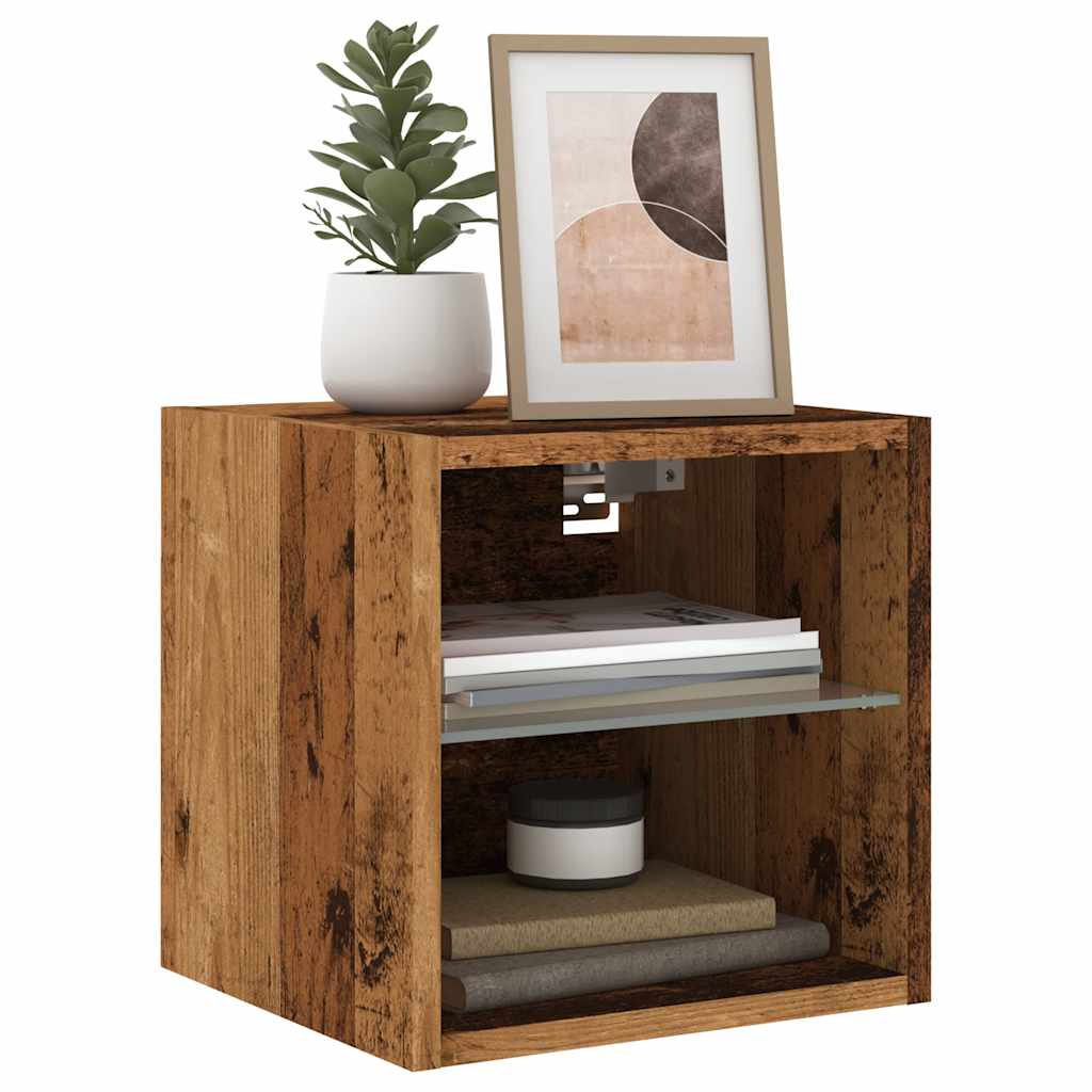 TV Wall Cabinet with LED Lights Old Wood 30x28,5x30 cm