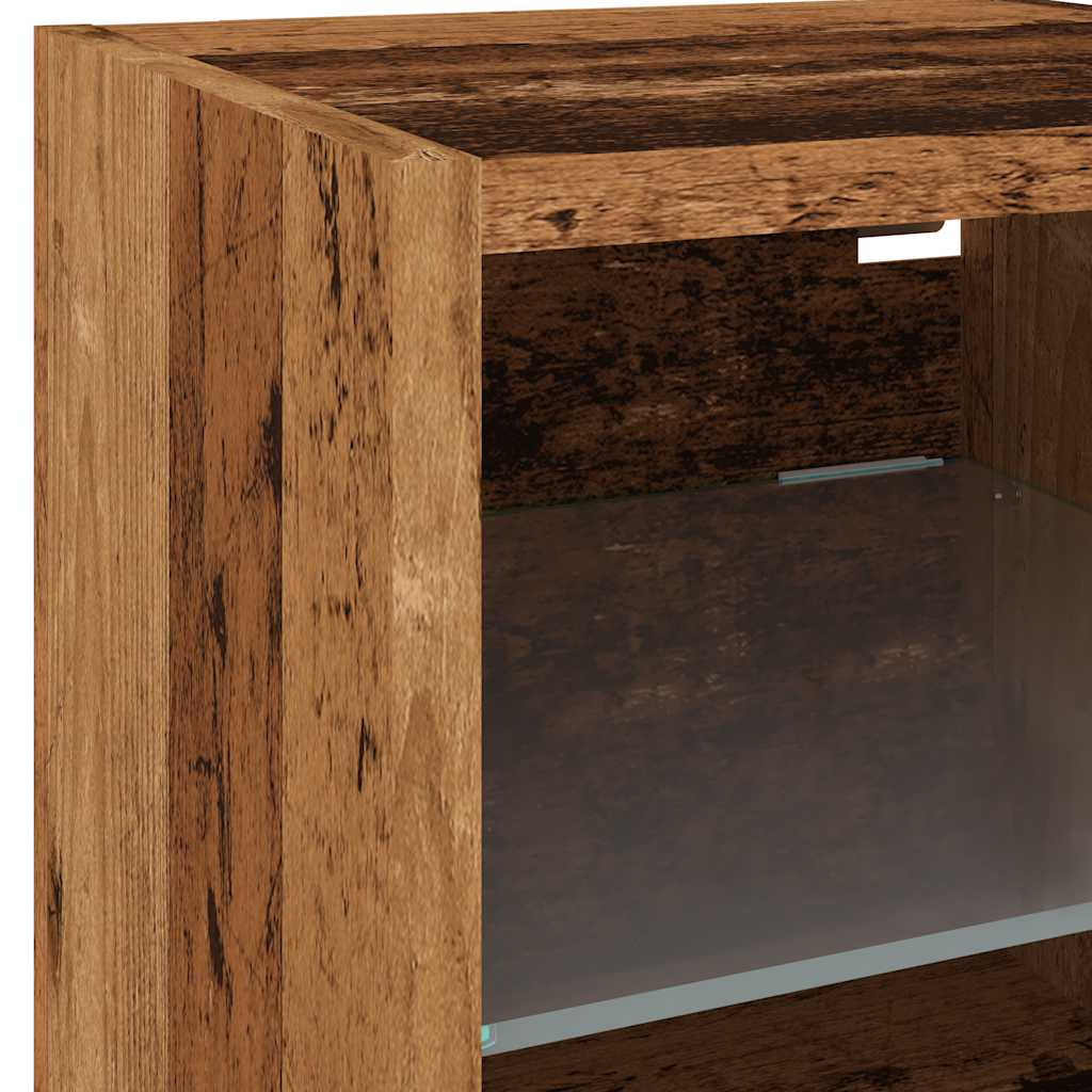 TV Wall Cabinets with LED Lights 2 pcs Old Wood 30x28,5x30 cm