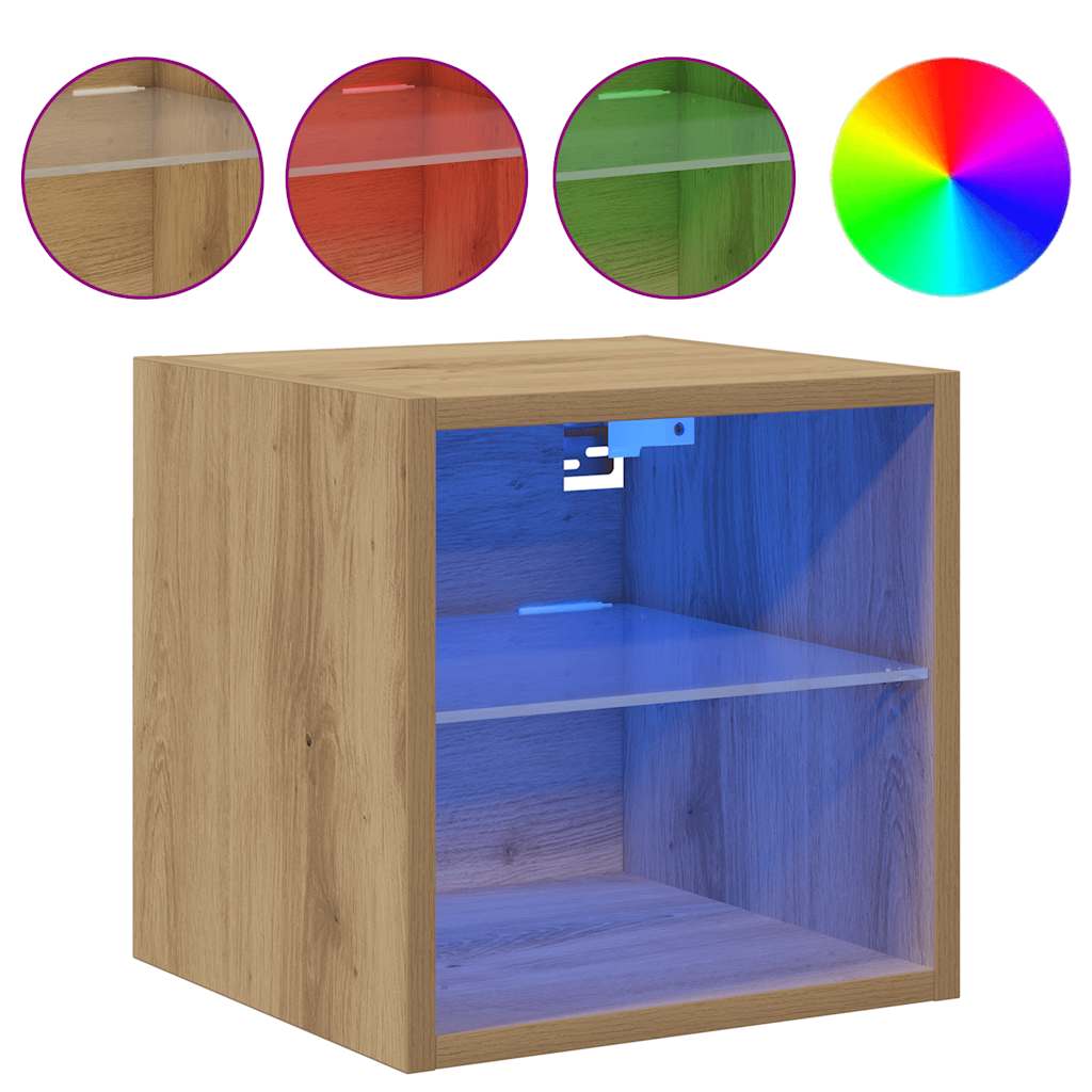 TV Wall Cabinet with LED Lights Artisan Oak 30x28,5x30 cm