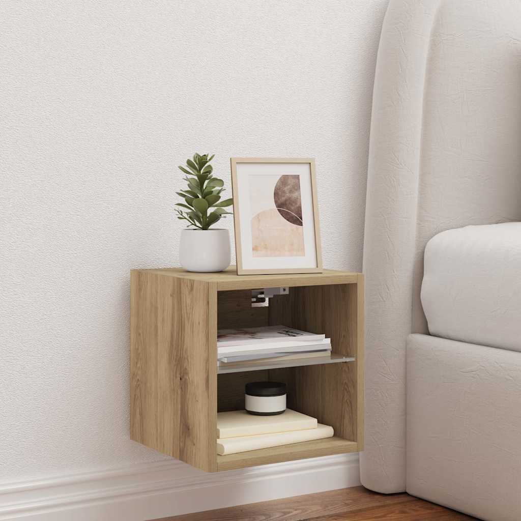 TV Wall Cabinet with LED Lights Artisan Oak 30x28,5x30 cm