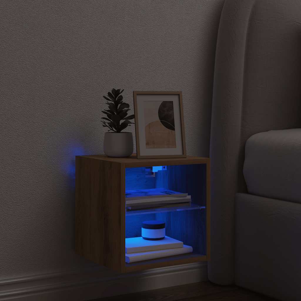 TV Wall Cabinet with LED Lights Artisan Oak 30x28,5x30 cm