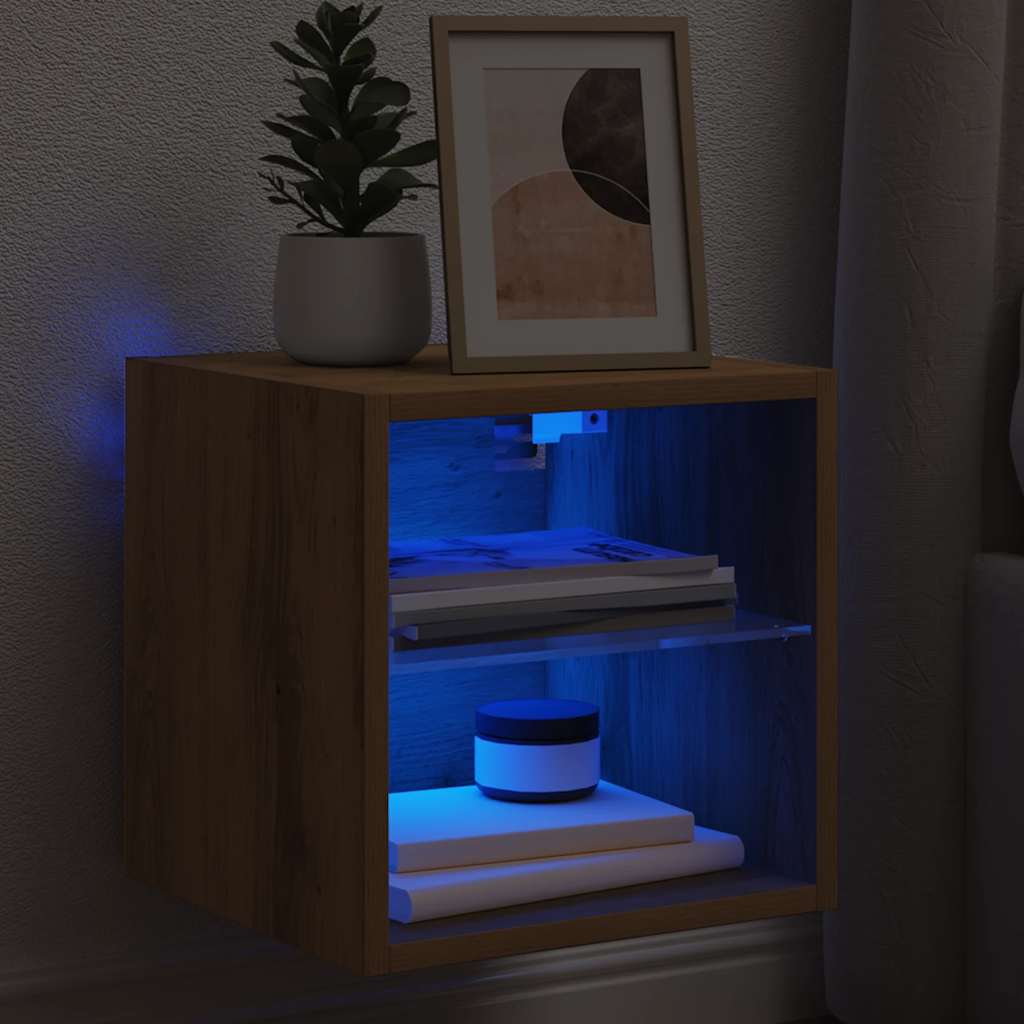 TV Wall Cabinet with LED Lights Artisan Oak 30x28,5x30 cm