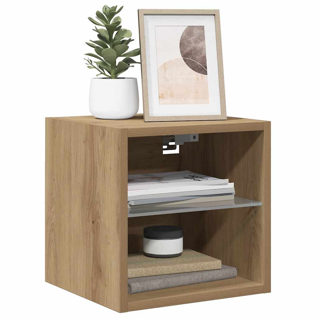 TV Wall Cabinet with LED Lights Artisan Oak 30x28,5x30 cm