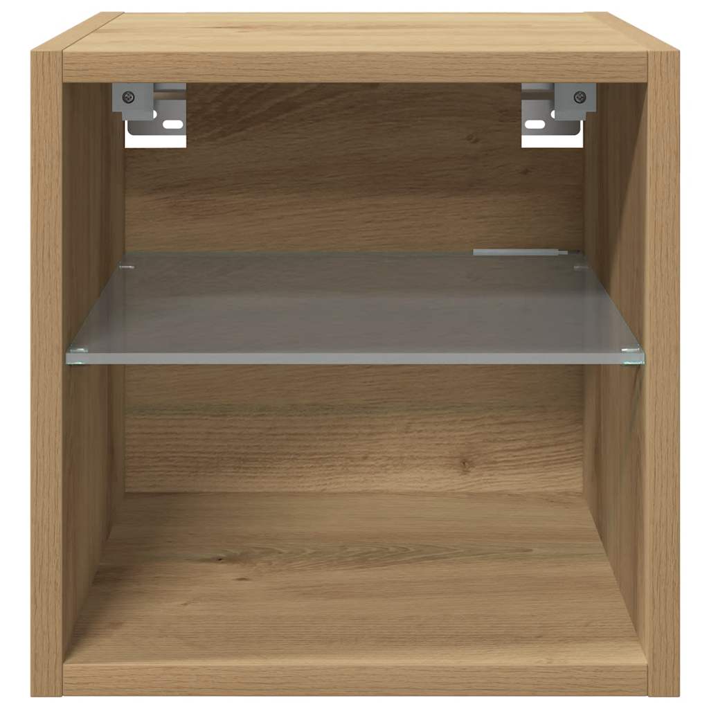 TV Wall Cabinet with LED Lights Artisan Oak 30x28,5x30 cm