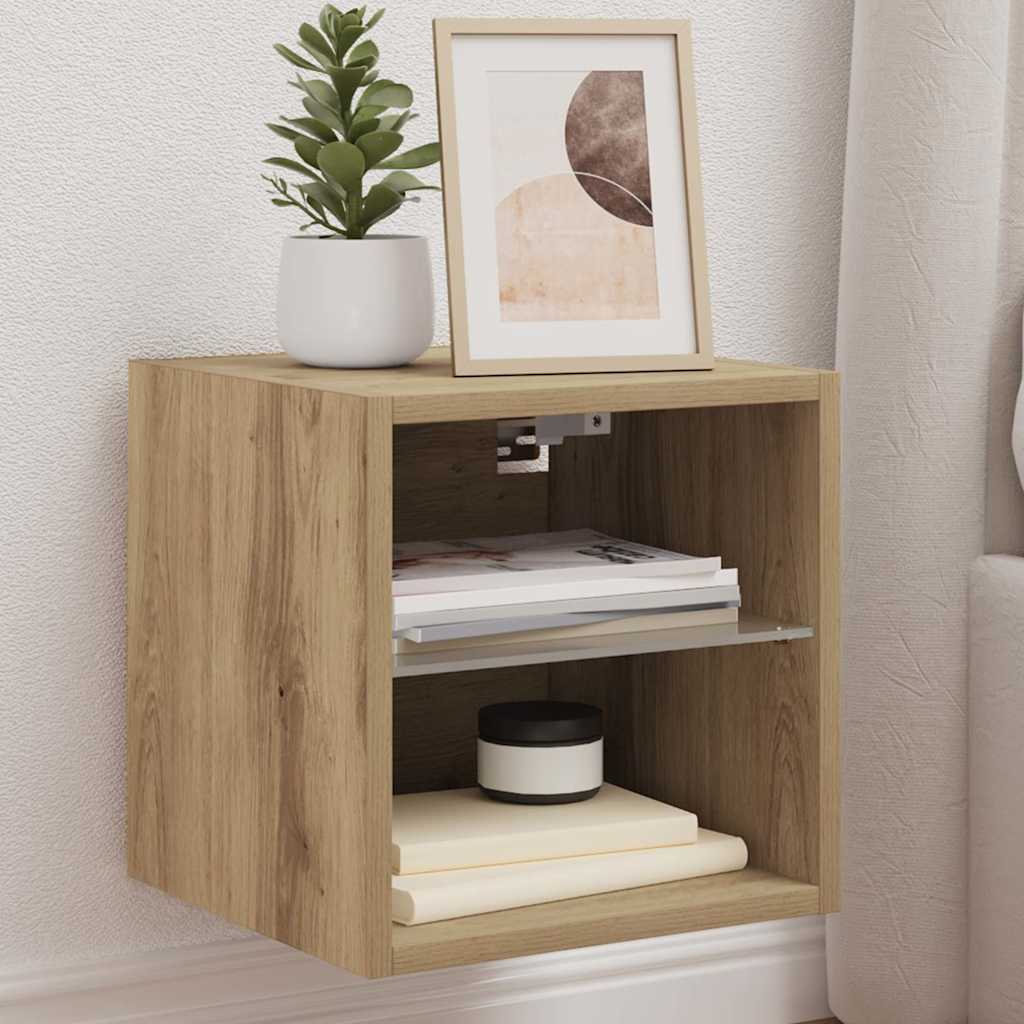 TV Wall Cabinet with LED Lights Artisan Oak 30x28,5x30 cm