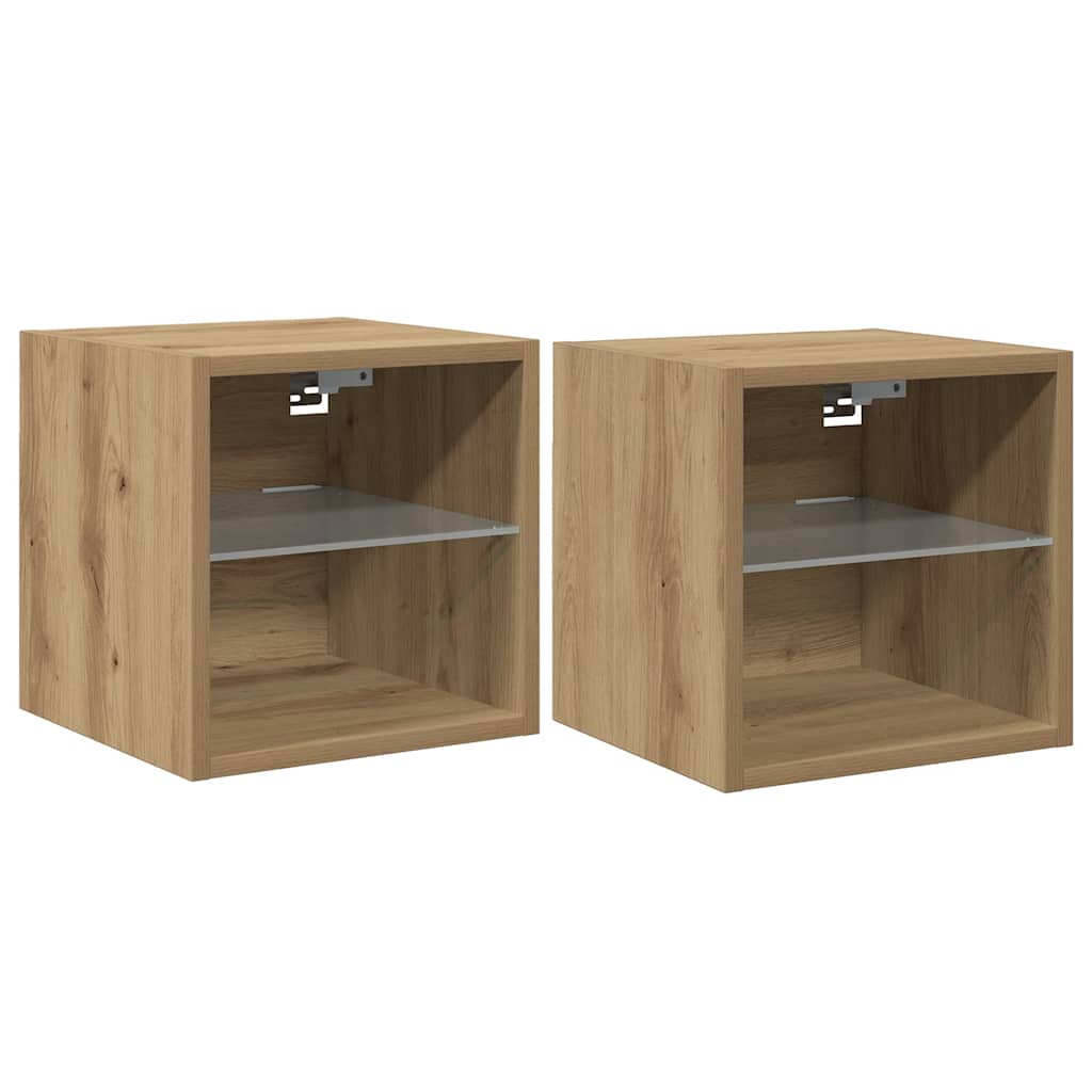 TV Wall Cabinets with LED Lights 2 pcs Artisan Oak 30x28,5x30 cm