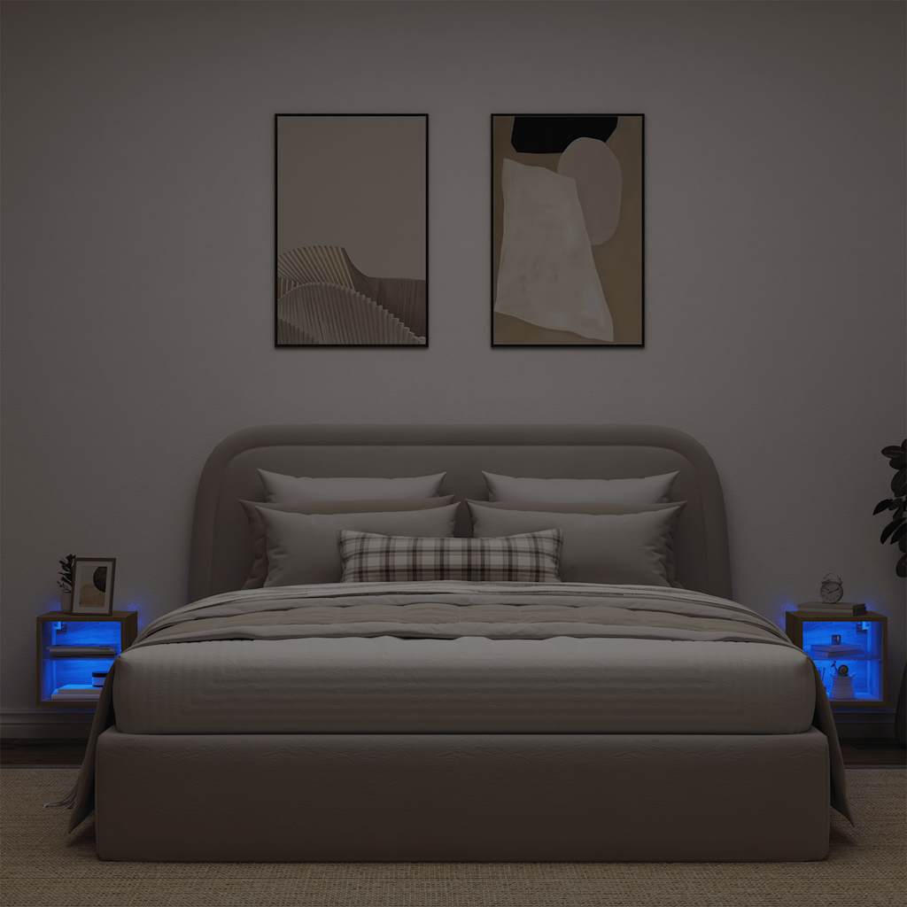 TV Wall Cabinets with LED Lights 2 pcs Artisan Oak 30x28,5x30 cm