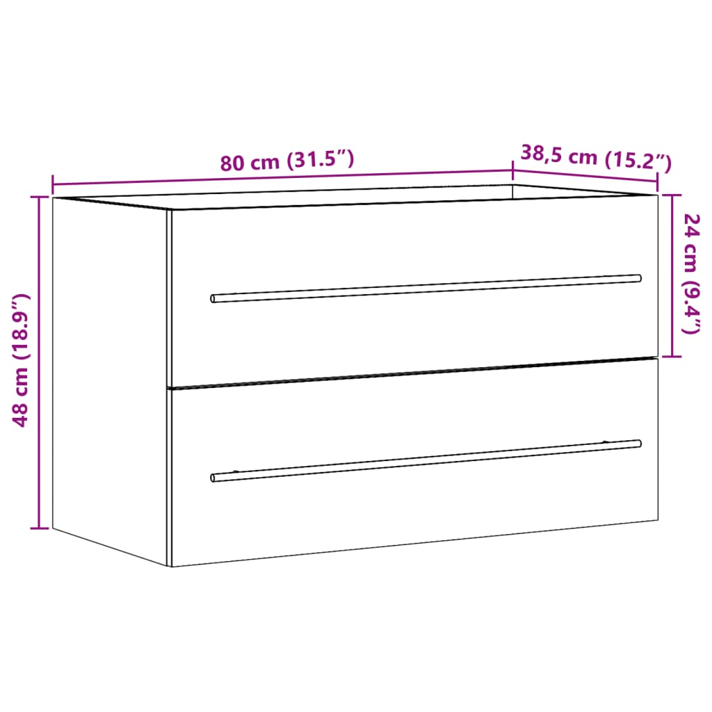 Sink Cabinet Concrete Grey 80x38,5x48 cm Engineered Wood