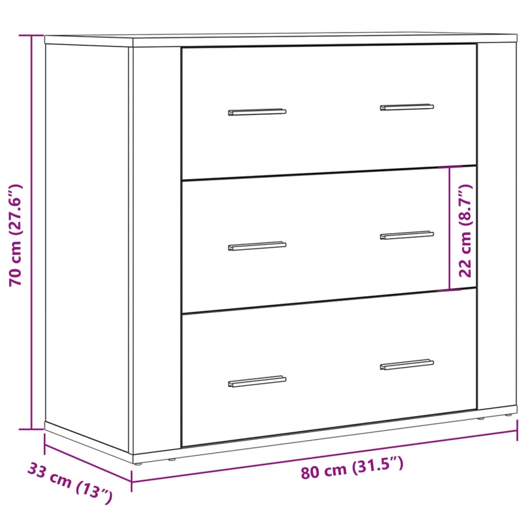 Sideboard Old Wood 80x33x70 cm Engineered Wood